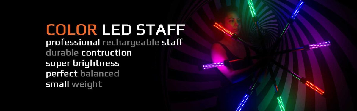 Color LED staff - programmable juggling staff